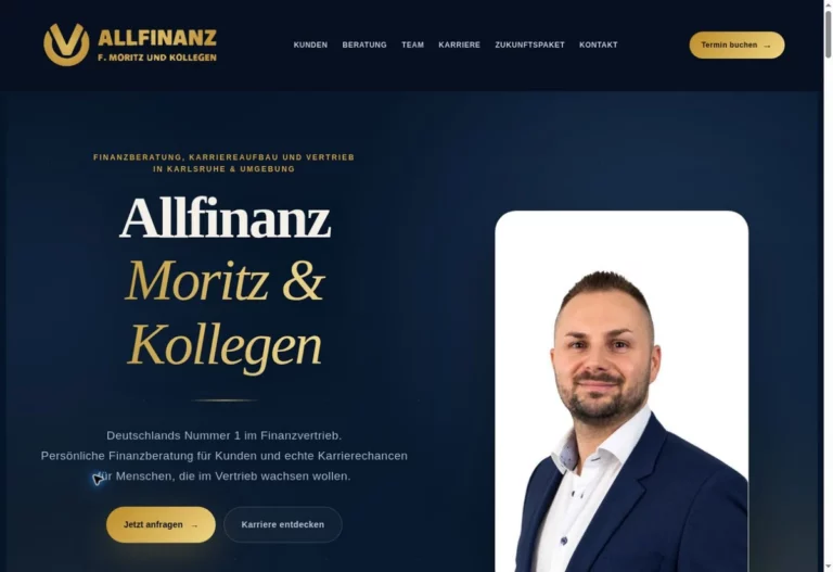 Aktuelle Website von Allfinanz Moritz & Kollegen, gestaltet von Fost-Media