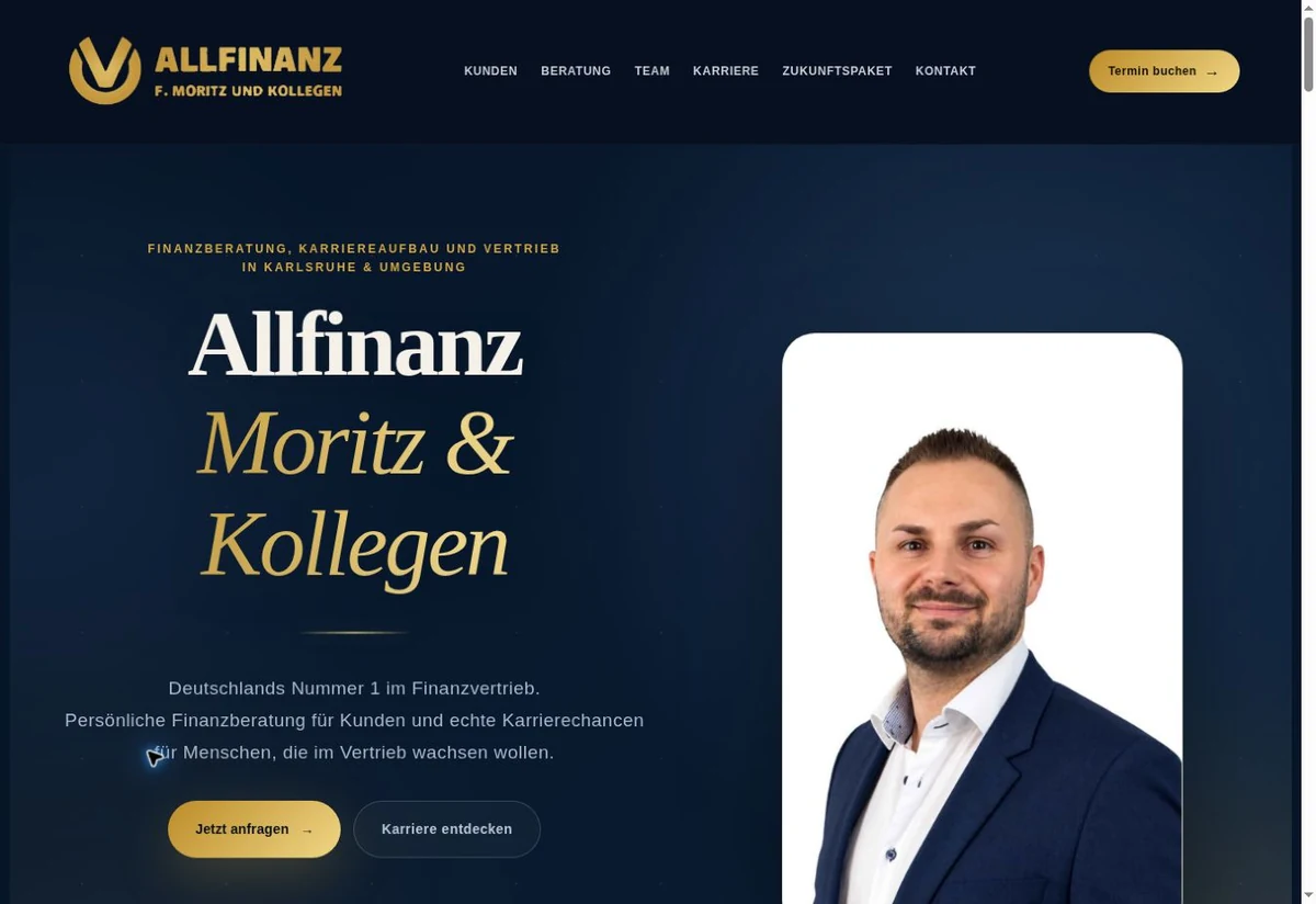 Startseite der Website von Allfinanz Moritz