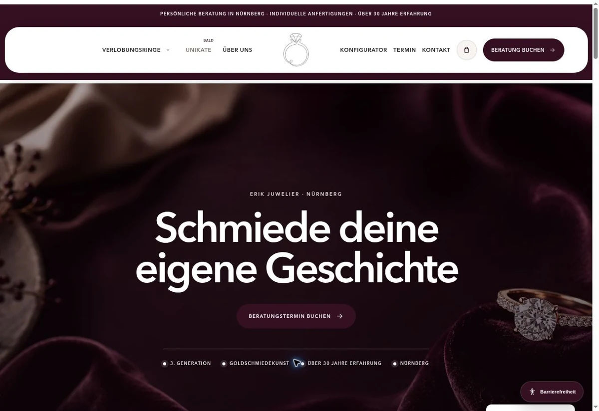 Erik Juwelier – Website von Fost-Media als Webdesign-Referenz