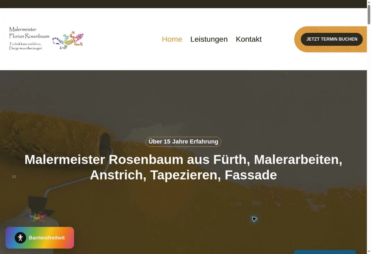 Startseite der Website von Malermeister Rosenbaum