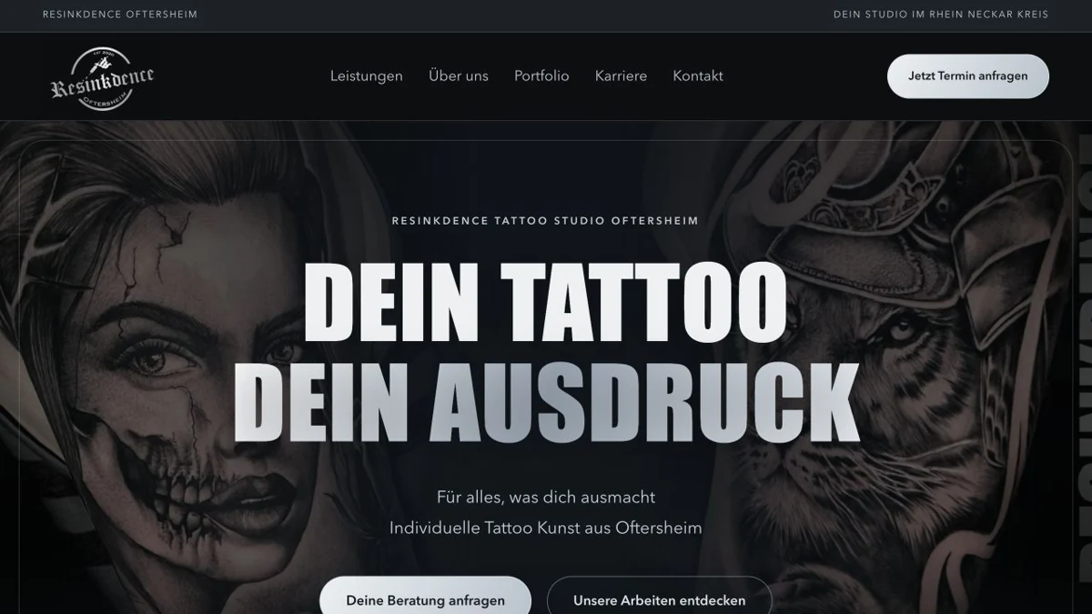 Erster Abschnitt der Resinkdence Oftersheim-Startseite in Desktop-Ansicht